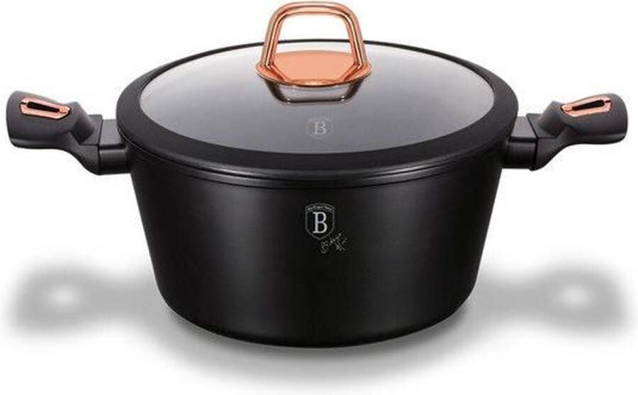 BerlingerHaus Berlinger Haus 1642 Braadpan met deksel 24 cm 4.1 liter black rose collection