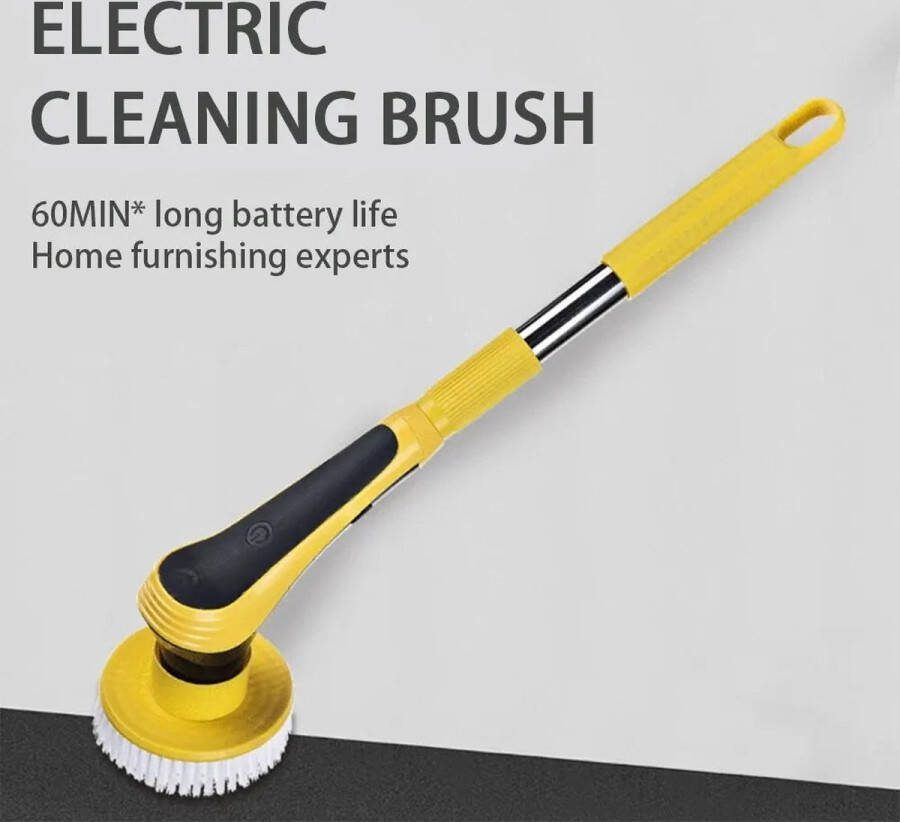 Beroli 2024 model Elektrische Schoonmaakborstel Multi scrubber Verstelbaar Multifunctioneel Met opzetstukken Goscrub Wc borstel badborstel wasborstel douche borstel Ramen wassen telescoopsteel