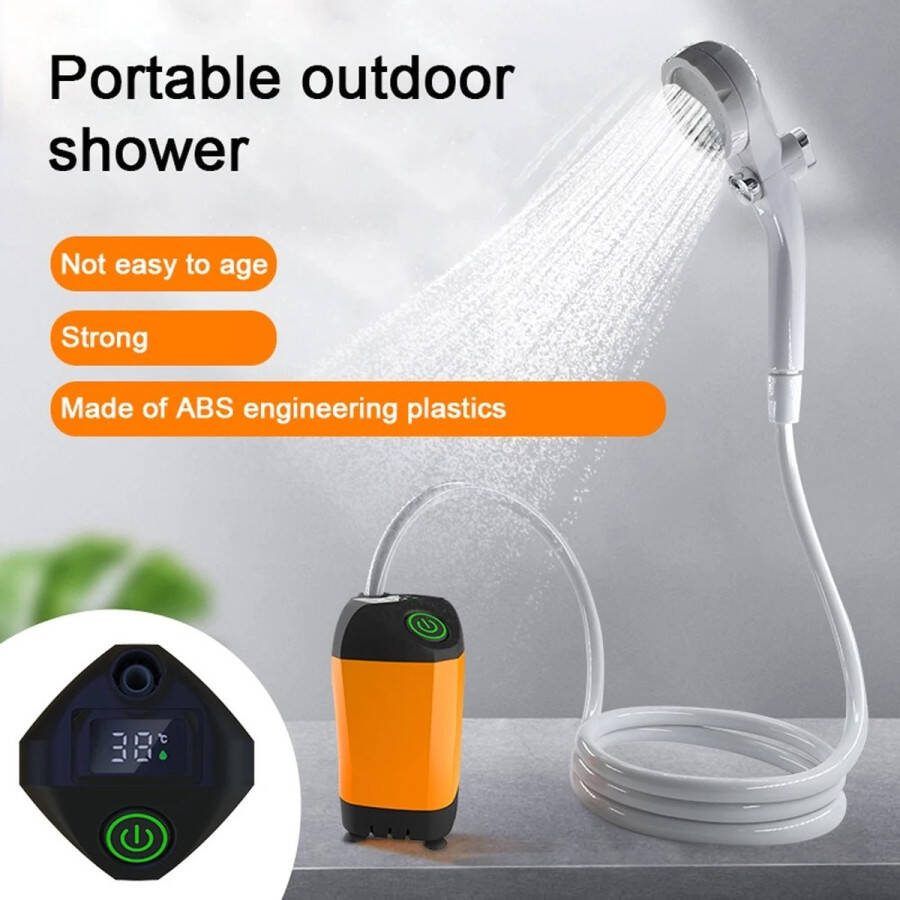 Beroli Draagbare Douche Outdoor Douche Camping Douche Draagbare Elektrische Douchepomp Waterdicht Met Digitaal Display Kamperen Wandelen Reisdouche Douche voor huisdier Buitendouche Draagbare douche