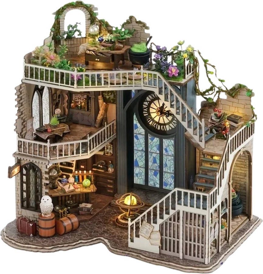 Beroli Magische Hut Modelbouw Mini Houten Handgemaakte Klein Huis Maken Huisdecoratie Kinderspeelgoed 3D Puzzel Verjaardagscadeau