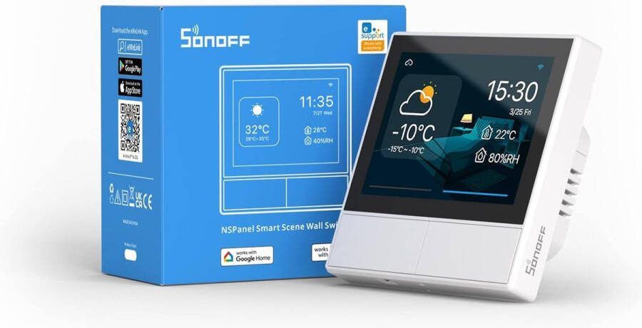 Beroli SONOFF NSPanel Smart Scene WLAN wandschakelaar wifi smart schakelaar 2-delig Smart Home Control Panel voor temperatuur- en vochtregulatie smart schakelaar werkt met Alexa en Google Home (wit)