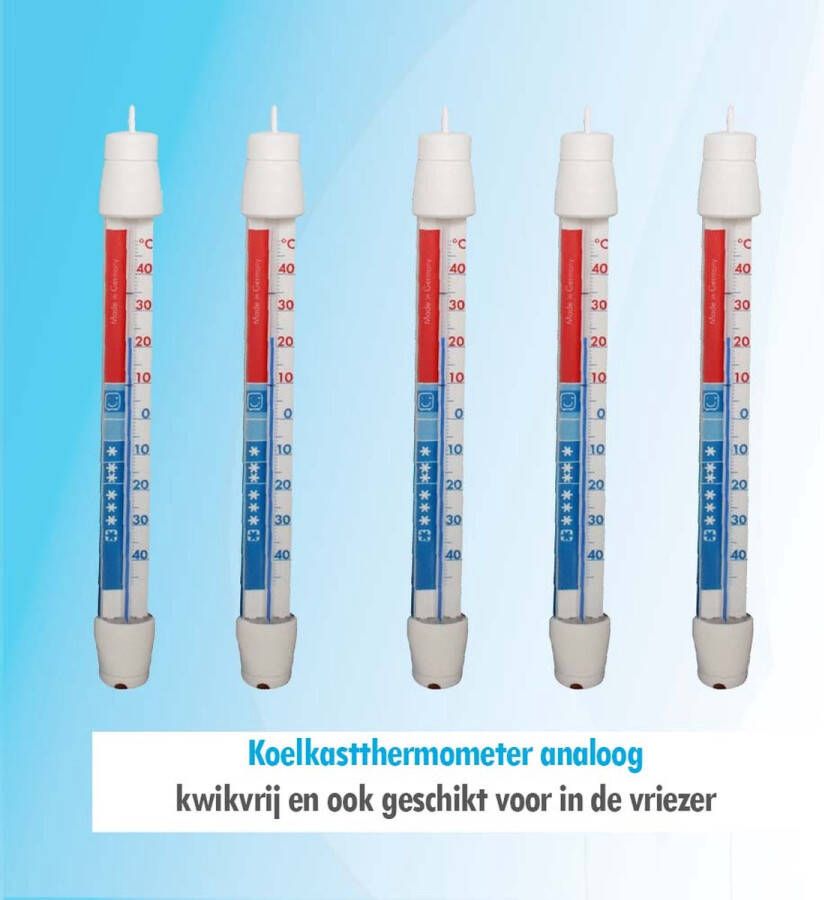 Bertje Budget 5 stuks koelkastthermometer kwikvrij ook geschikt voor de vriezer