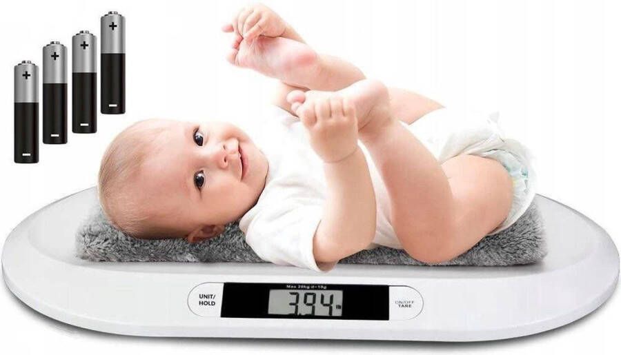 BES LED Babyweegschaal Estoza Baby Digitale Weegschaal Baby En Peuter Dierenweegschaal Tot 20kg Wit