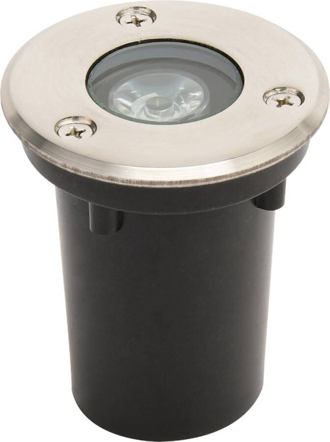 Qualu LED Grondspot Aruz Inbouw Rond 1W Waterdicht IP67 Natuurlijk Wit 4000K Rond Mat Chroom RVS