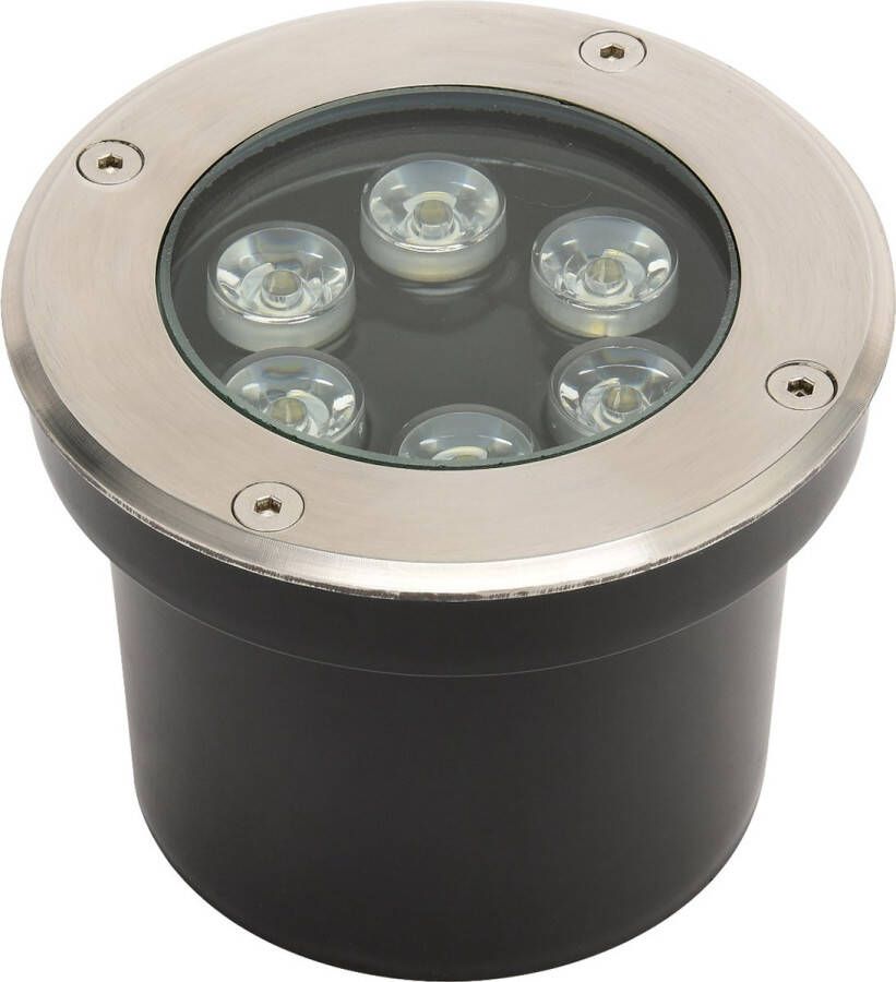 Qualu LED Grondspot Aruz Inbouw Rond 6W Waterdicht IP67 Natuurlijk Wit 4000K Rond Mat Chroom RVS