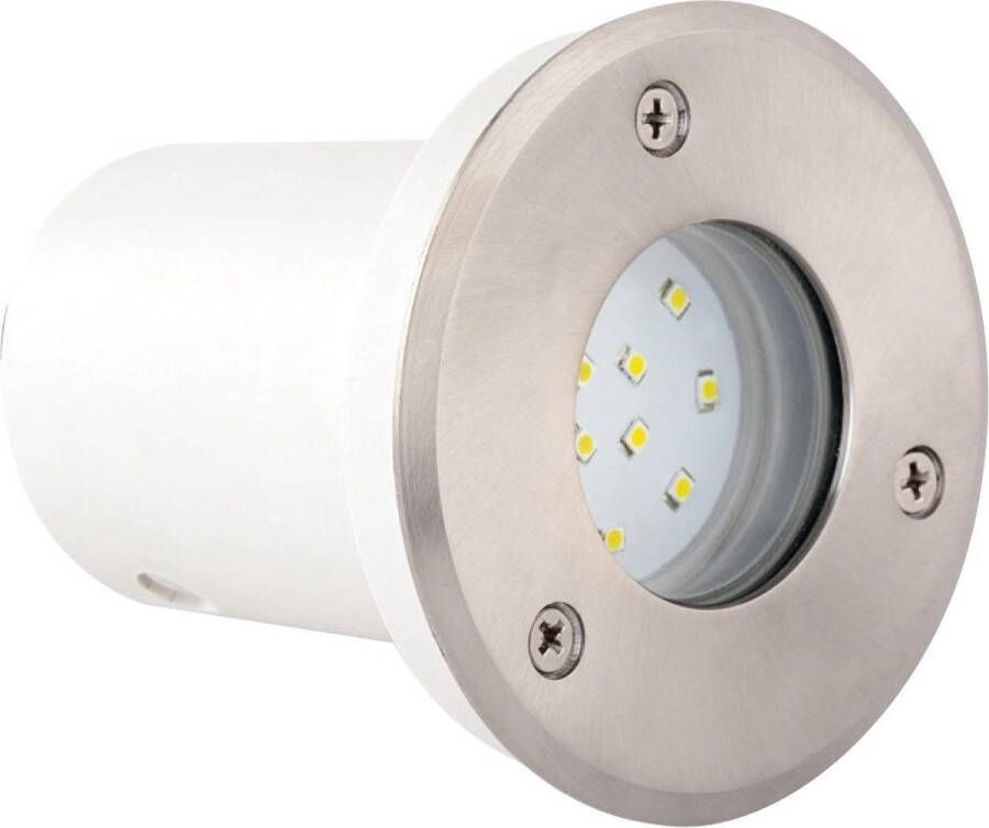 BES LED Grondspot Inbouw Rond 1.2w Waterdicht Ip67 Blauw Rvs Ø95mm