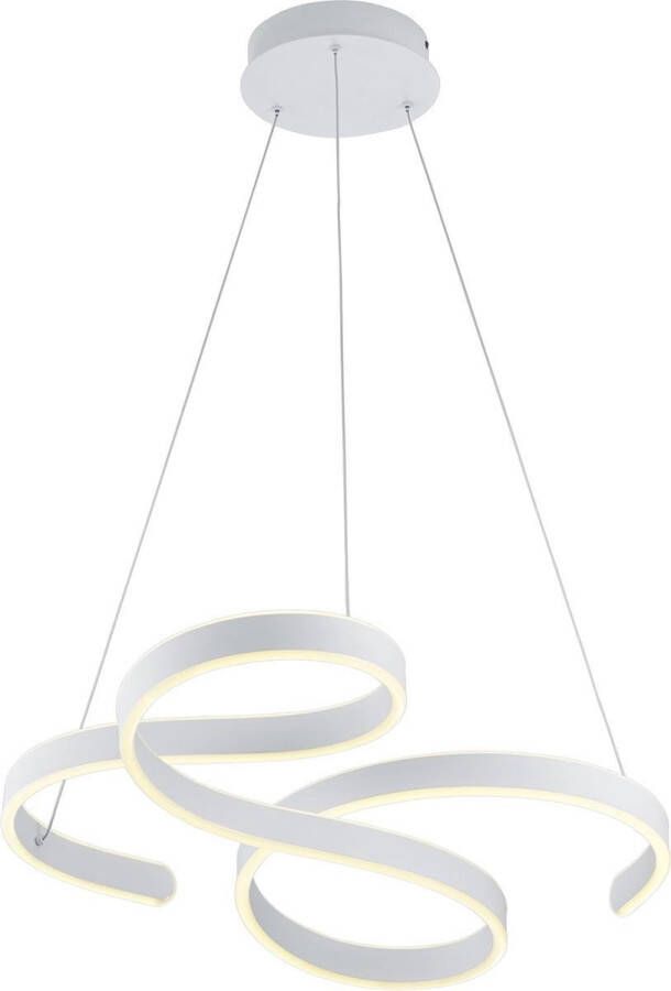 BES LED Hanglamp Hangverlichting Trion Frinco 52W Warm Wit 3000K Dimbaar Rond Mat Wit Aluminium