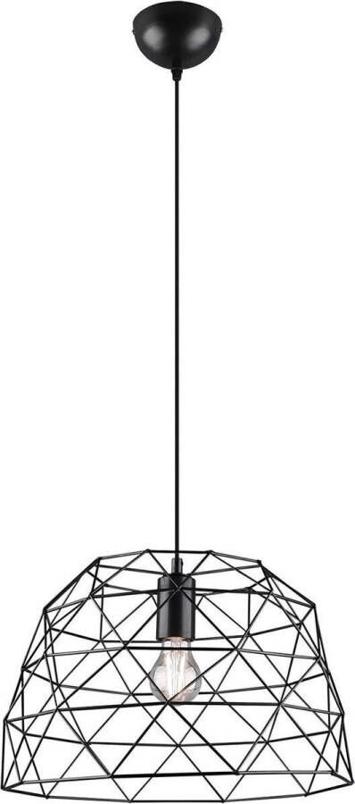 BES LED Hanglamp Hangverlichting Trion Hiva XL E27 Fitting Rond Mat Zwart Aluminium
