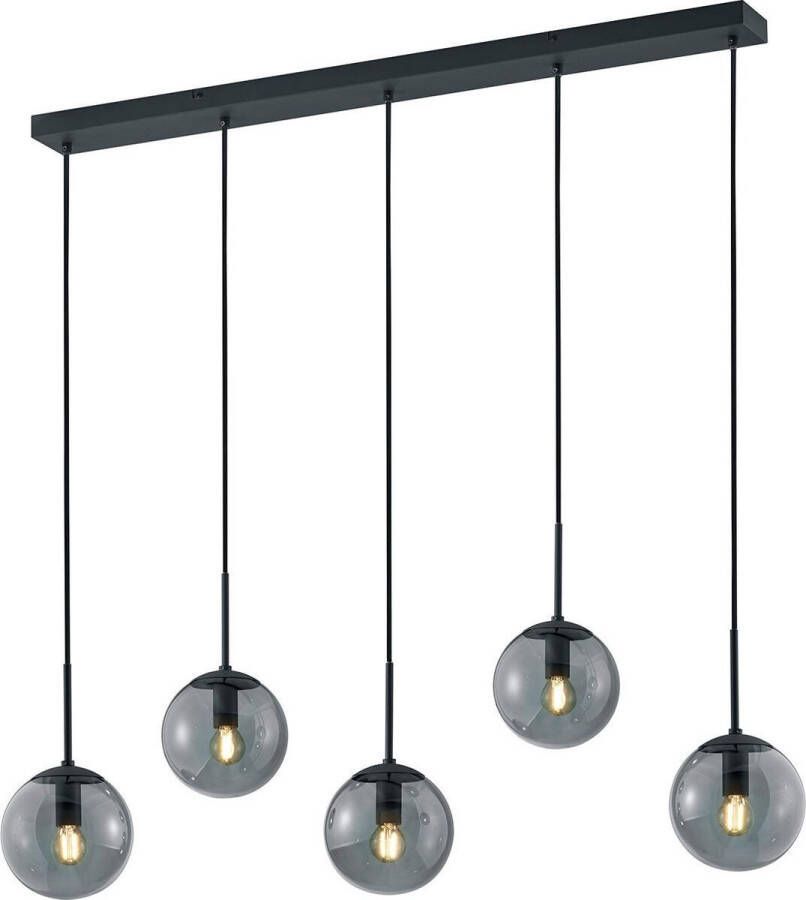 BES LED Hanglamp Trion Balina E14 Fitting 5-lichts Rechthoek Mat Antraciet Aluminium