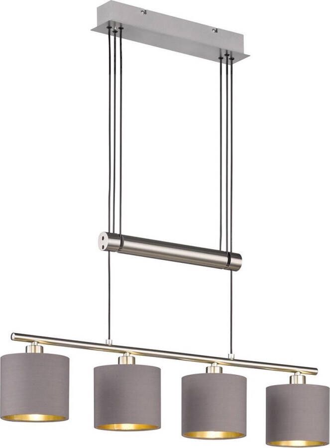 BES LED Hanglamp Trion Gorino E14 Fitting 4-lichts Rechthoek Mat Bruin Aluminium
