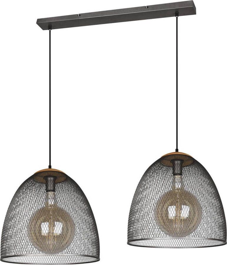 BES LED Hanglamp Trion Ivan E27 Fitting 2-lichts Rond Antiek Nikkel Aluminium