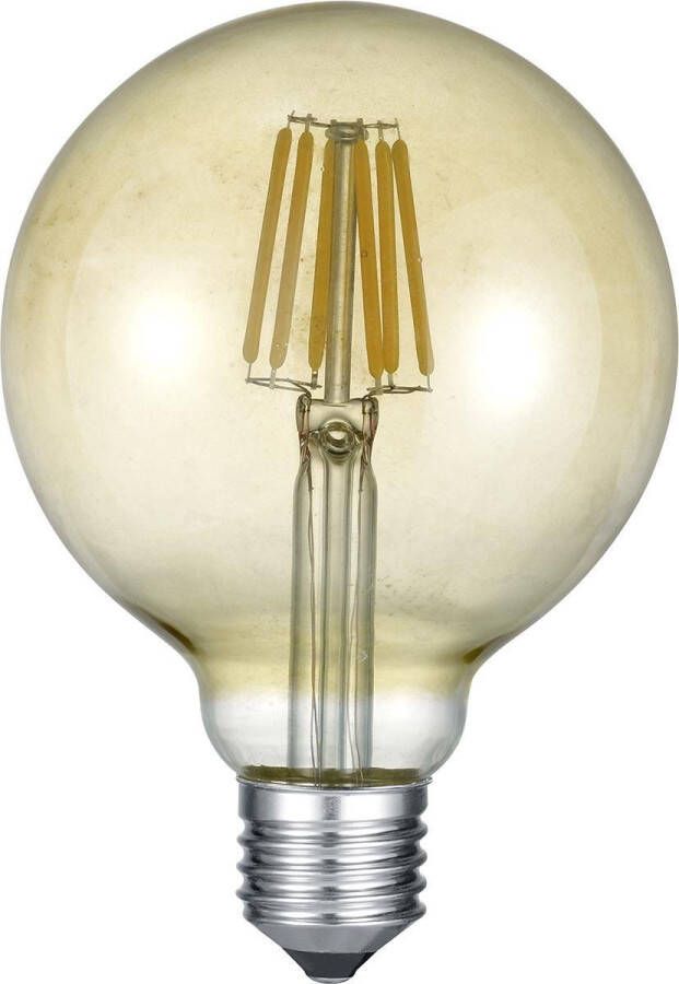BES LED Lamp Filament Trion Globin E27 Fitting 6W Warm Wit 2700K Amber Aluminium