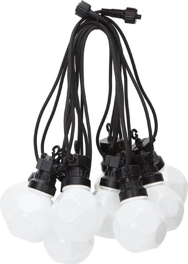 BES LED Lichtsnoer Aigi Suci Warm Wit 3000K 6W 8 Meter 10 LED&apos;s Wit Waterdicht IP44 Zwart