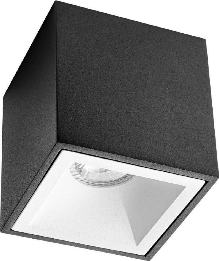 BES LED Opbouwspot GU10 Pragmi Cliron Pro Opbouw Vierkant Mat Zwart Wit Aluminium Verdiept 90mm