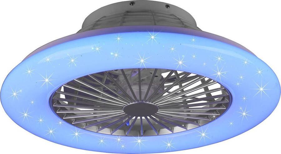 BES LED Plafondlamp met Ventilator Plafondventilator Trion Romina 39W Aanpasbare Kleur RGBW Rond Mat Titaan Kunststof