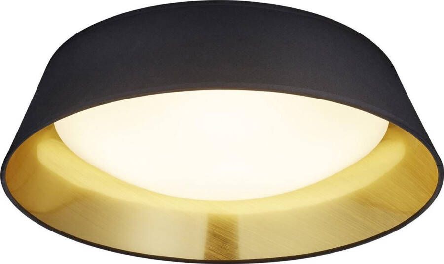 BES LED Plafondlamp Plafondverlichting Trion Pinton 18W Warm Wit 3000K Rond Mat Zwart Textiel