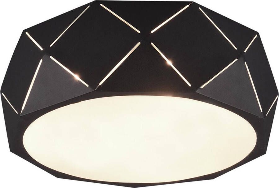 BES LED Plafondlamp Plafondverlichting Trion Zanda E27 Fitting 3-lichts Rond Mat Zwart Aluminium