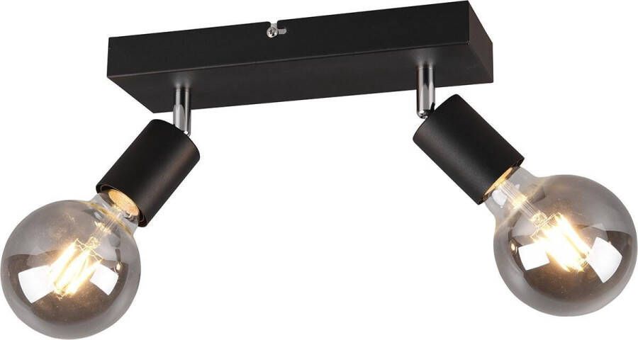 BES LED Plafondspot Trion Zuncka E27 Fitting 2-lichts Rechthoek Mat Zwart Aluminium