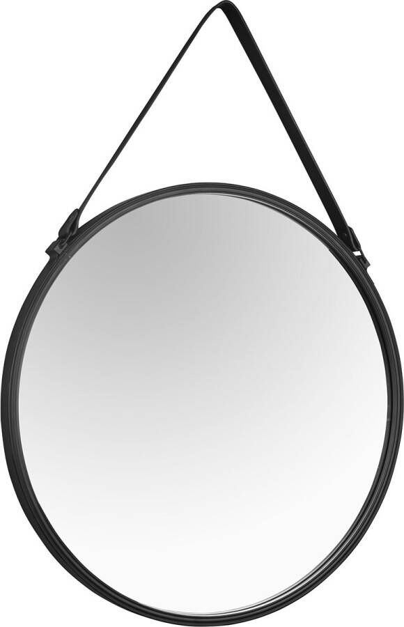 BES LED Spiegel Trion Divon Ø55cm Hangspiegel in Frame Mat Zwart