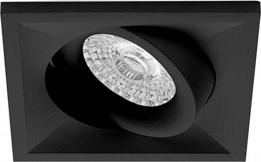 BES LED Spot Armatuur 10 Pack Pragmi Qiundo Pro GU10 Fitting Inbouw Vierkant Mat Zwart Aluminium Kantelbaar 80mm