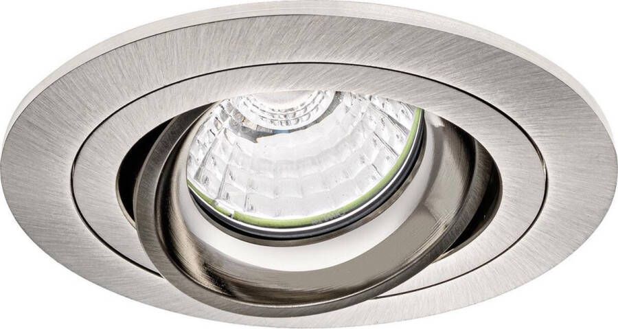 BES LED Spot Armatuur GU10 Pragmi Alpin Pro GU10 Inbouwspot Rond Nikkel Aluminium Kantelbaar Ø92mm