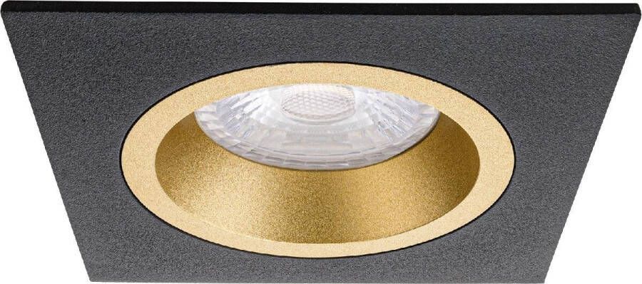 BES LED Spot Armatuur GU10 Pragmi Rodos Pro GU10 Inbouwspot Vierkant Zwart Goud Aluminium 93mm