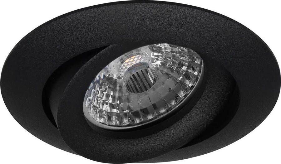 BES LED Spot Armatuur GU10 Pragmi Uranio Pro GU10 Inbouwspot Rond Zwart Aluminium Kantelbaar Ø82mm