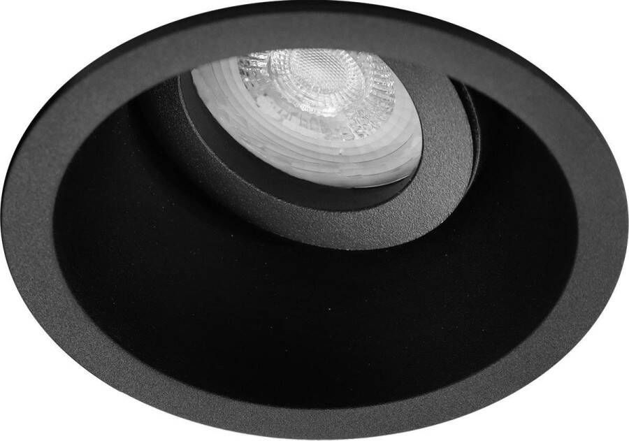 BES LED Spot Armatuur GU10 Pragmi Zano Pro GU10 Inbouwspot Rond Zwart Aluminium Kantelbaar Ø93mm