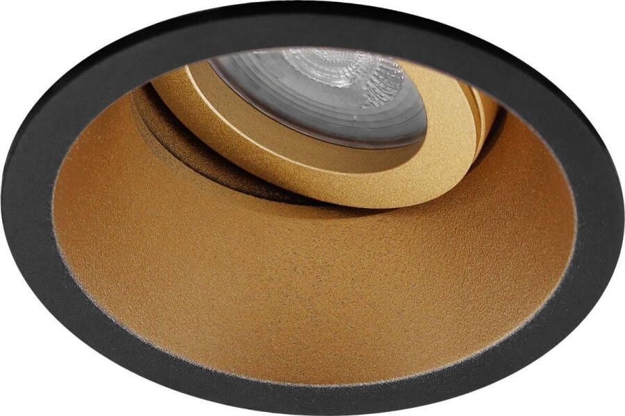 BES LED Spot Armatuur GU10 Pragmi Zano Pro GU10 Inbouwspot Rond Zwart Goud Aluminium Kantelbaar Ø93mm