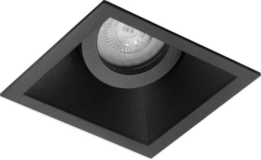 BES LED Spot Armatuur GU10 Pragmi Zano Pro GU10 Inbouwspot Vierkant Zwart Aluminium Kantelbaar 93mm