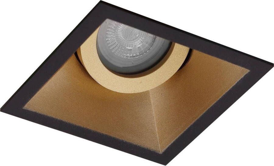 BES LED Spot Armatuur GU10 Pragmi Zano Pro GU10 Inbouwspot Vierkant Zwart Goud Aluminium Kantelbaar 93mm