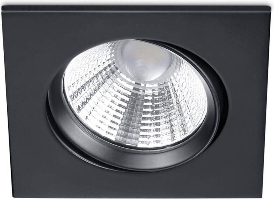 BES LED Spot Inbouwspot Trion Paniro Vierkant 5W Dimbaar Warm Wit 3000K Mat Zwart Aluminium 80mm