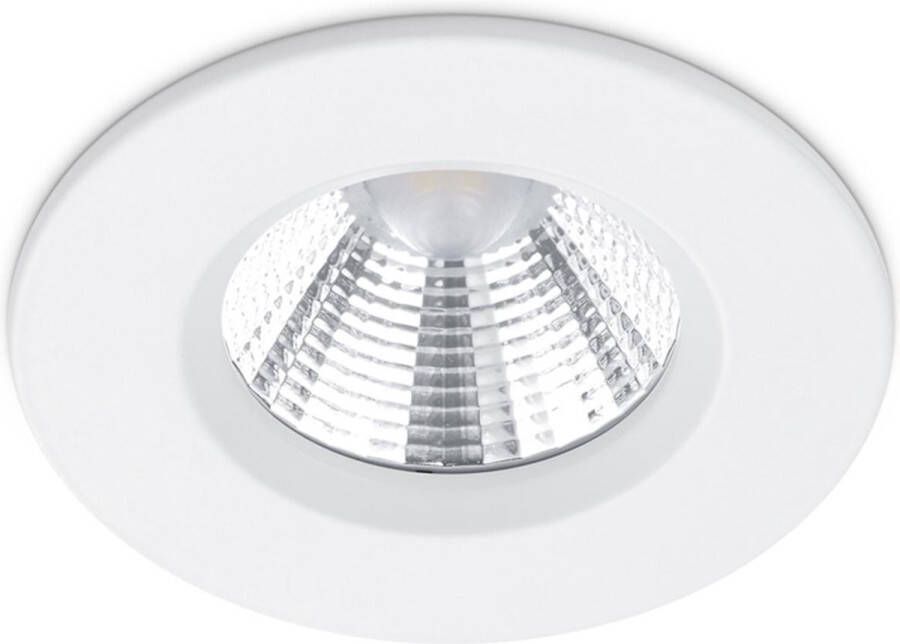 BES LED Spot Inbouwspot Trion Zagrona 5W Waterdicht IP65 Dimbaar Warm Wit 3000K Mat Wit Aluminium Rond