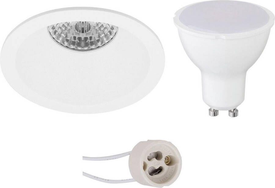 BES LED Spot Set Pragmi Pollon Pro GU10 Fitting Dimbaar Inbouw Rond Mat Wit 6W Helder Koud Wit 6400K Verdiept Ø82mm