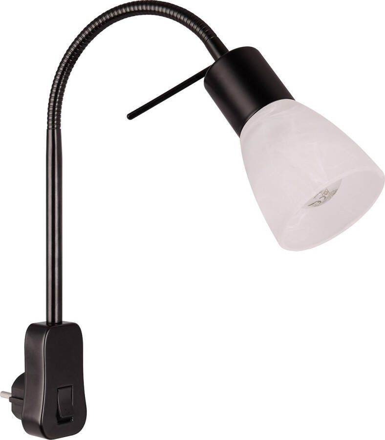 BES LED Stekkerlamp met Schakelaar Trion Fukara E14 Fitting 4.9W Warm Wit 3000K Mat Zwart Metaal