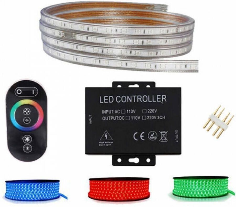 BES LED Strip Set Smart Slimme LED Strip 50 Meter RGB Kleurverandering Afstandsbediening Dimbaar Waterdicht IP65 230V
