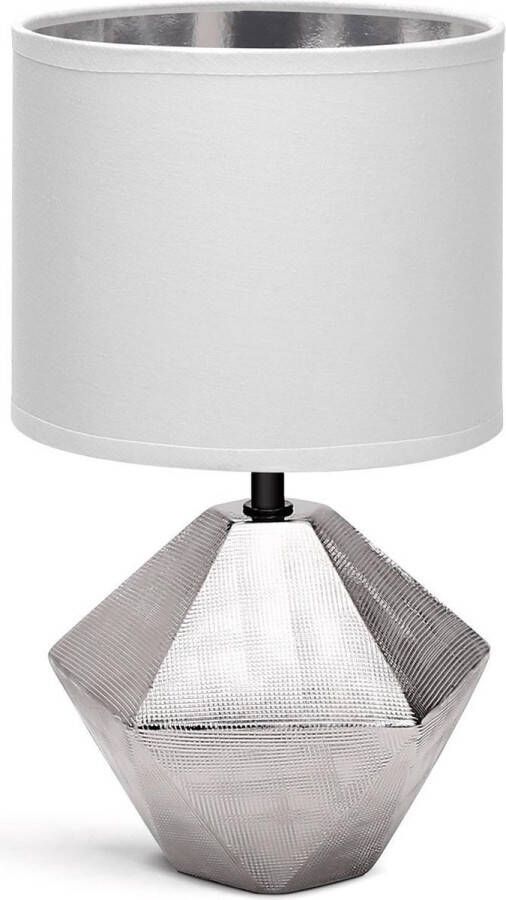 BES LED Tafellamp Tafelverlichting Aigi Uynimo E14 Fitting Rond Mat Wit Zilver Keramiek