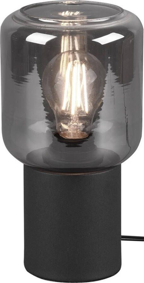BES LED Tafellamp Tafelverlichting Trion Nikos E27 Fitting Rond Mat Zwart Aluminium