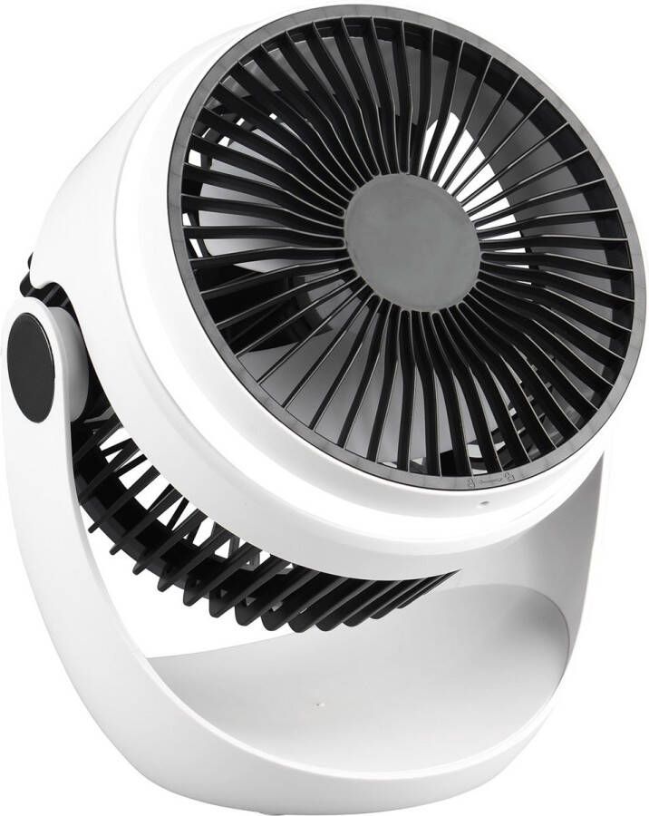 BES LED Ventilator op Batterijen Trion Tompa Mini Tafelventilator USB Oplaadbaar Rond Wit Kunststof