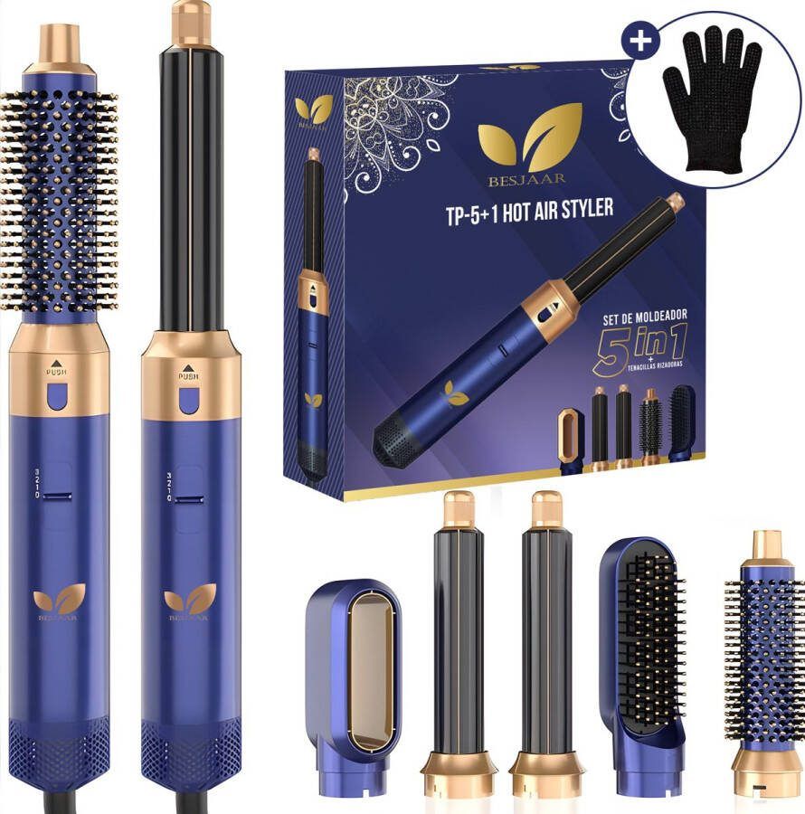 Besjaar multistyler airstyler fohnborstels krulborstel krultang 5 in 1 krultang -stijltang hairwrap Haardroger met Borstel Nieuwe Versie 2024