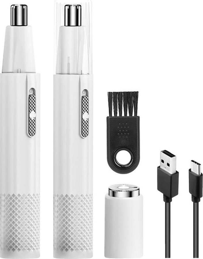 BeSparkz Neustrimmer Multifunctioneel 2 in 1 Wenkbrauw Trimmer Neushaartrimmer Oortrimmer Oplaadbaar Mannen en Vrouwen Wit