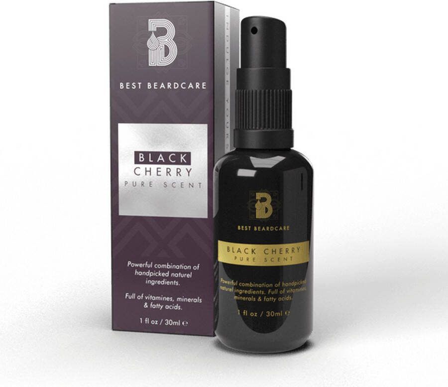 Best Beardcare Baardolie Black Cherry 30ml Baardverzorging Geparfumeerd baard olie met Doseerpomp Voor Gevoelige Huid Baardgroei bevorderend met o.a. zwarte komijnolie Beard Oil