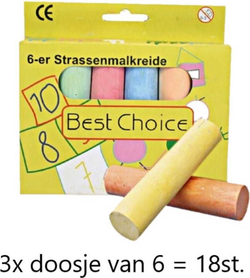 Best Choice Stoepkrijt 6 stuks 10cm Jumbo verpakking