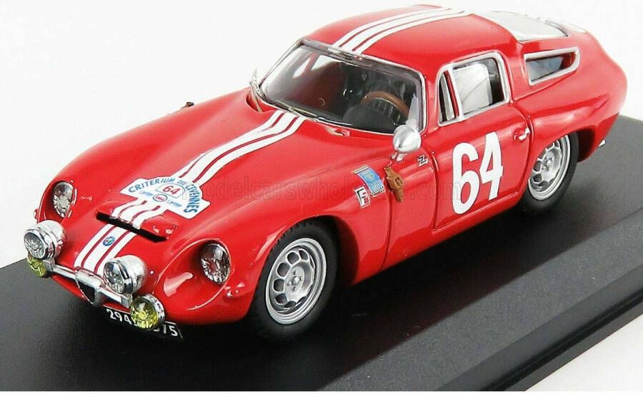 Best Models De 1:43 Diecast Modelcar van Alfa Romeo TZ1 #64 Winnaar van het Rally Criterium Des Cevennes van 1964. De rijders waren J. Rolland en G. Augias. De fabrikant van het schaalmodel is Best-Models. Dit item is alleen online beschikb
