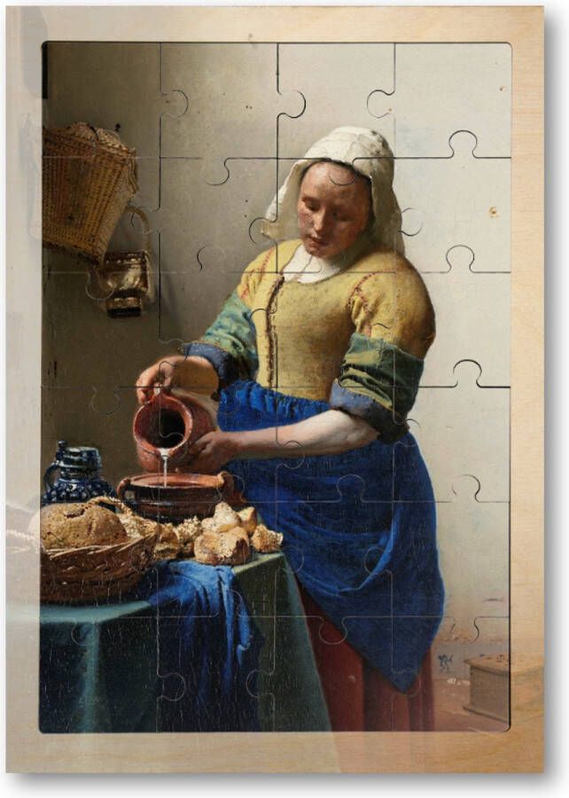 Besteposter Het melkmeisje Johannes Vermeer ca. 1660 24 Stukjes Houten Puzzel Johannes Vermeer Meesterwerken