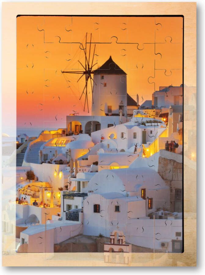 Besteposter Oia bij zonsondergang Santorini Griekenland 54 Stukjes Houten Puzzel
