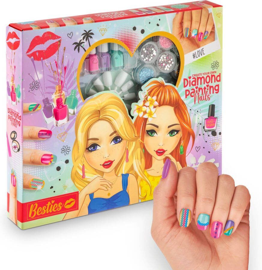 BESTIES Create your own diamond painting nails Nagelstudio meisjes knutselen meisjes kinder nagellak set