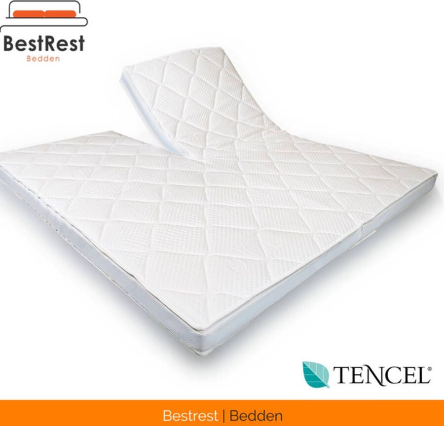 Bestrest Bedden Topdekmatras -160x200 (MET SPLIT) Split Topper Traagschuim Topmatras Memoryfoam Tencel Hoes Wit Ergonomisch ca. 12cm dik