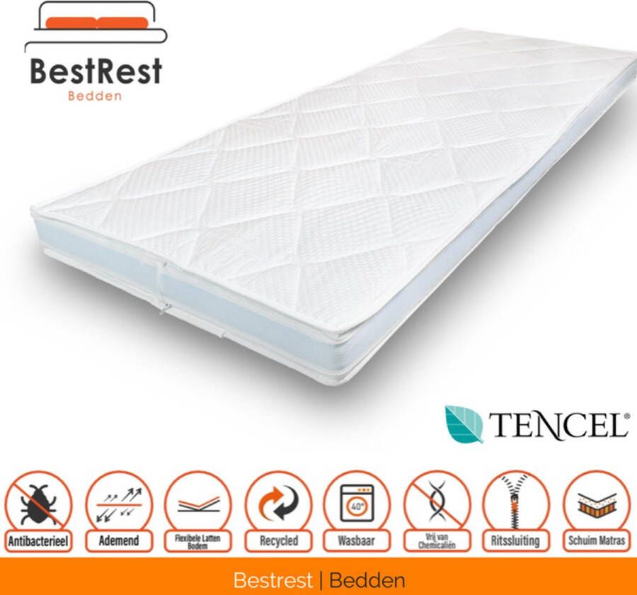 Bestrest Bedden Topper 140x200 Topper Hybride-foam Koudschuim Topdekmatras Matrastopper Drukverlagend Ondersteunend Afneembaar hoes Tencel Hoes Hotelkwaliteit 12cm Topper