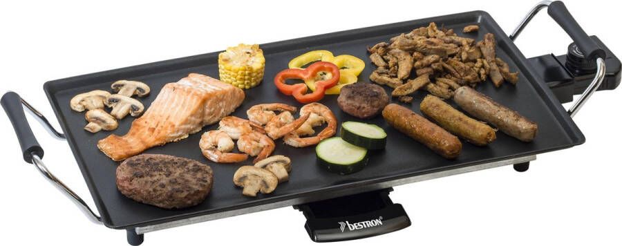 Bestron ABP602 Teppanyaki Bakplaat voor 4 Personen Tafelgrill electrisch met antiaanbaklaag Grillplaat met 2000W kleur: zwart